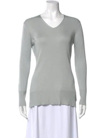 Pre-owned Henri Bendel Silk V-neck Top In Blue