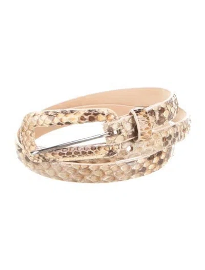 Pre-owned Henri Bendel Skinny Snakeskin Belt In Neutral