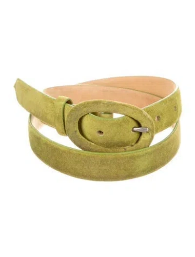 Pre-owned Henri Bendel Skinny Suede Belt In Green
