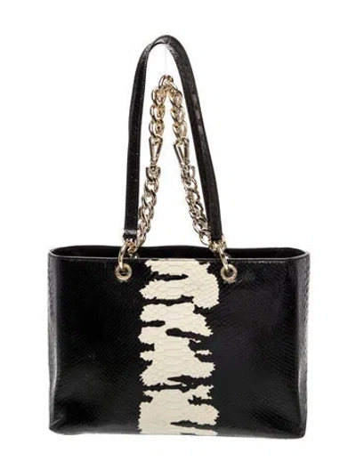 Pre-owned Henri Bendel Snakeskin Top Handle Bag In Black