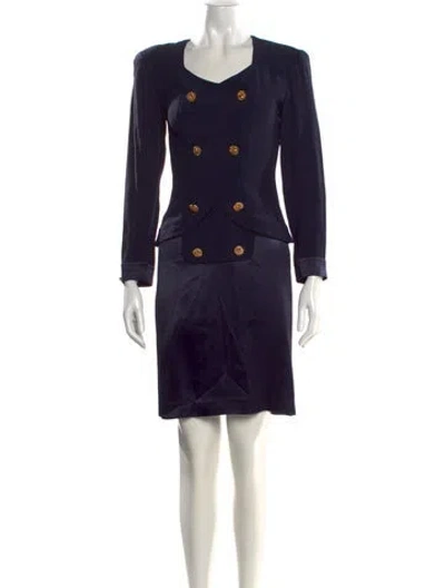 Pre-owned Henri Bendel Square Neckline Knee-length Dress In Blue