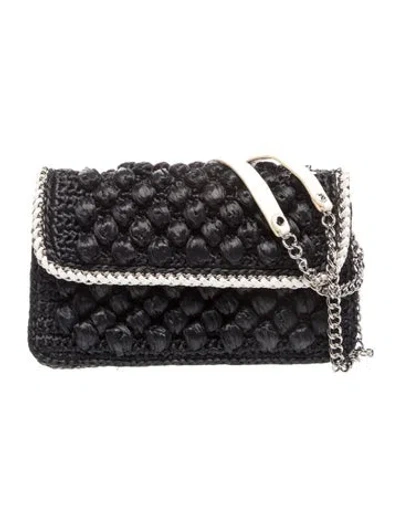 Pre-owned Henri Bendel Straw Shoulder Bag In Black