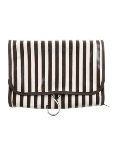 Pre-owned Henri Bendel Striped Cosmetic Bag In Brown