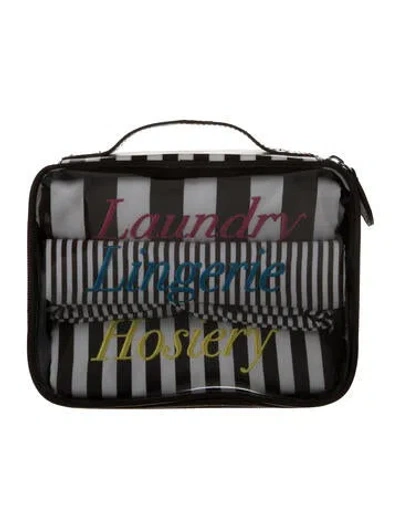 Pre-owned Henri Bendel Striped Cosmetic Bag In White