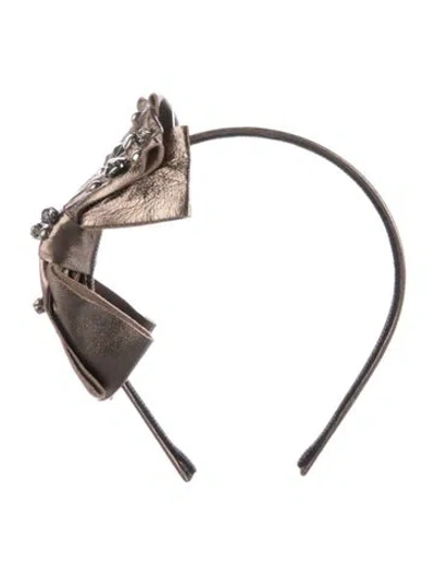 Pre-owned Henri Bendel Studded Bow Leather Headband