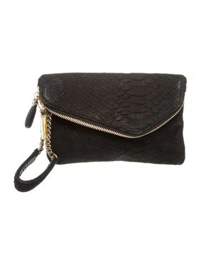 Pre-owned Henri Bendel Suede Clutch In Black