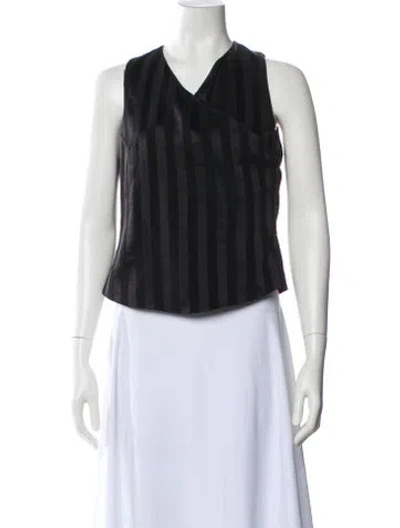 Pre-owned Henri Bendel V-neck Sleeveless Crop Top In Black