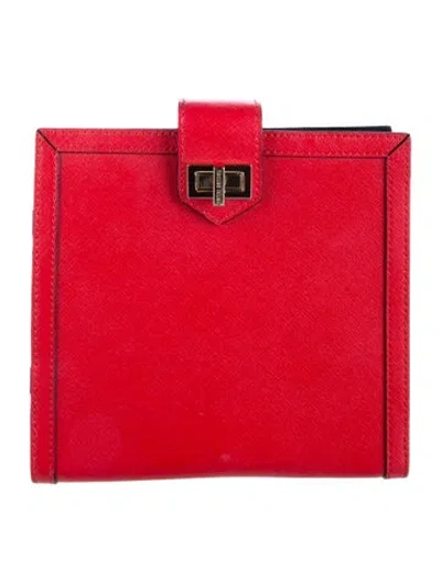 Pre-owned Henri Bendel Womens' Saffiano Leather Travel Wallet In Red