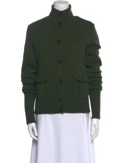 Pre-owned Henri Bendel Wool Mock Neck Sweater In Green