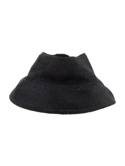 Pre-owned Henri Bendel Woven Straw Visor In Black