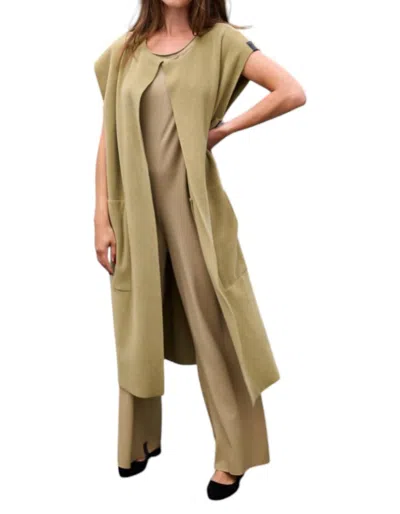 Henriette Steffensen Long Vest In Olive In Green