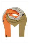Henriette Steffensen Unisex No Waste Triangle Scarf In Olive/ Sand/ Orange In Multi