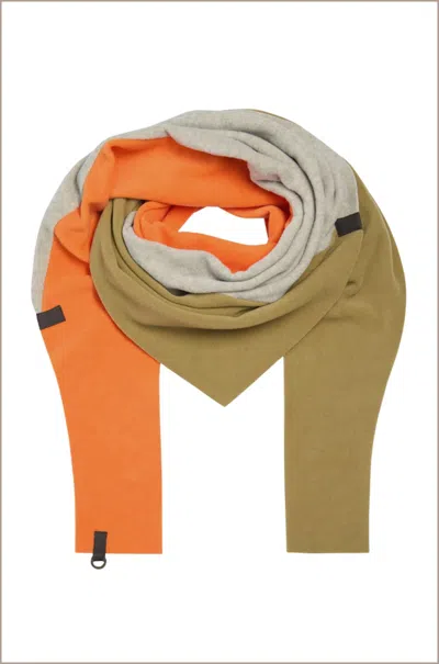 Henriette Steffensen Unisex No Waste Triangle Scarf In Olive/ Sand/ Orange In Multi