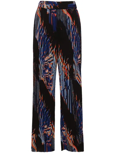 Henrik Vibskov Abstract-print Plissé Straight Trousers In Blue