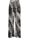 Henrik Vibskov Abstract-print Plissé Straight Trousers In Neutrals