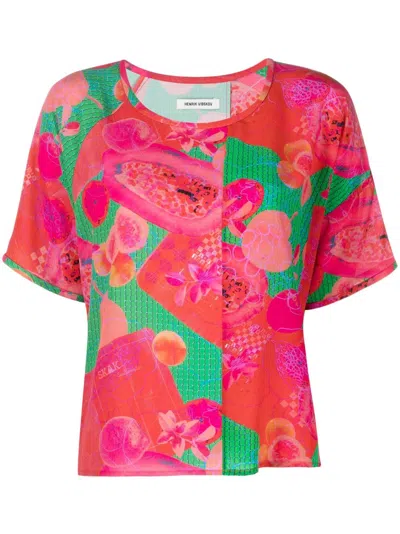 Henrik Vibskov Abstract-print Silk Blouse In Green