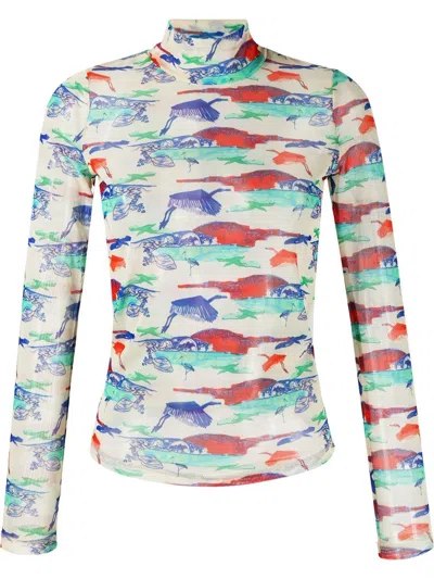 Henrik Vibskov Bluse Mit Grafischem Print In Neutrals