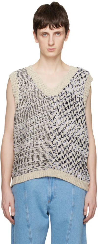 Henrik Vibskov Beige Half Vest In 937, Black Grey Whit