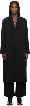 Henrik Vibskov Black Cloud Long Coat In Black Shadow Lines