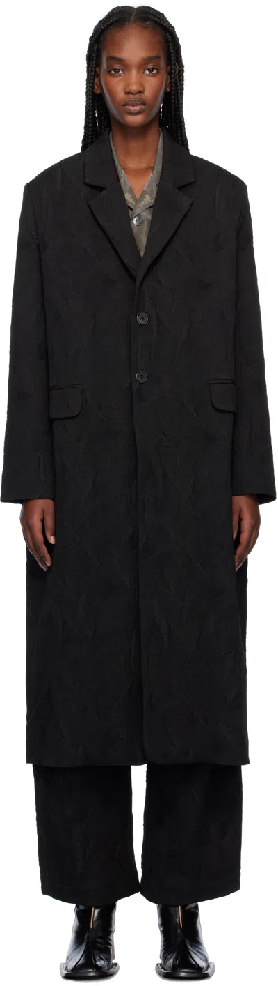 Henrik Vibskov Black Cloud Long Coat In Black Shadow Lines