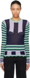 Henrik Vibskov Blue & Purple Block Sweater In Blue Lavendar Block
