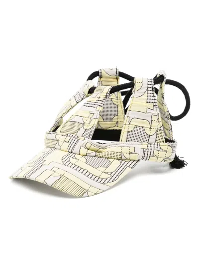 Henrik Vibskov Cut-out Lace-up Cap In Yellow
