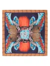 Henrik Vibskov Boxing Navy Collage Silk Scarf In Brown