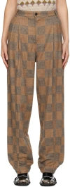 Henrik Vibskov Brown Claus Trousers In Navy Brown Checks