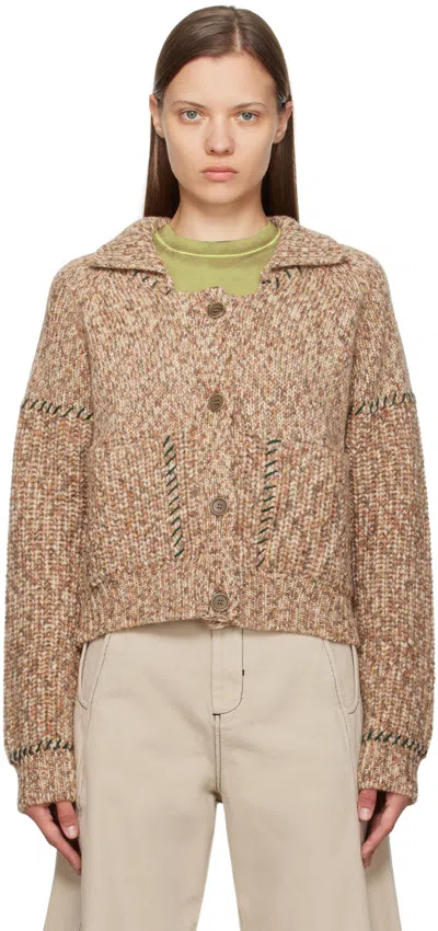 Henrik Vibskov Brown Stitch Cardigan In Fall Mix