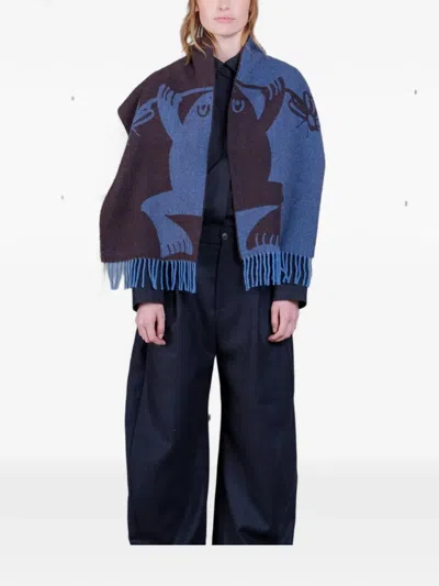 Henrik Vibskov Bug Press Jacquard-knit Scarf In Blue