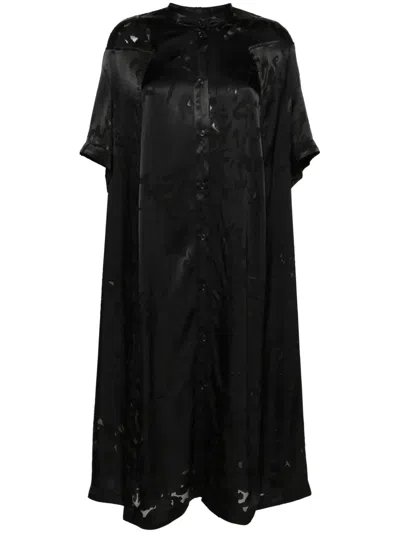 Henrik Vibskov Bulkhead Satin Midi Dress In Black