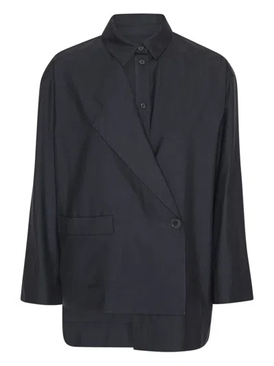Henrik Vibskov Button-fastening Layered Jacket In Blue
