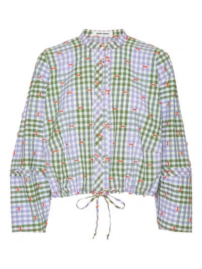 Henrik Vibskov Checked Gathered Blouse In Multi