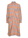 Henrik Vibskov Checked Gathered-detail Dress In Orange