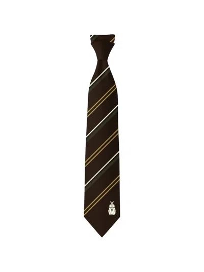 Henrik Vibskov Chicken Diagonal-stripe Embroidered Tie In Brown