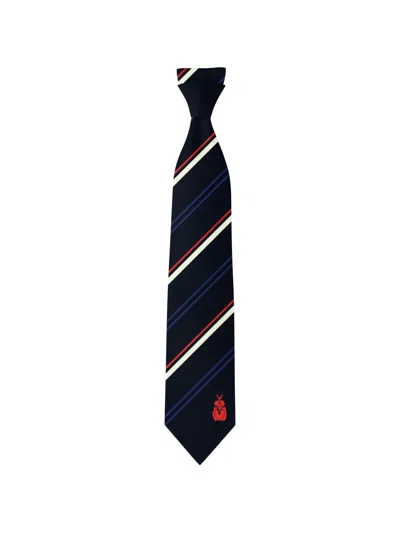 Henrik Vibskov Chicken Diagonal-stripe Embroidered-motif Tie In Blue