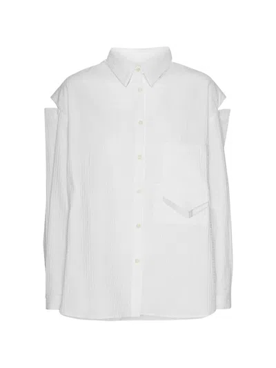 Henrik Vibskov Cut-out Seersucker Shirt In White
