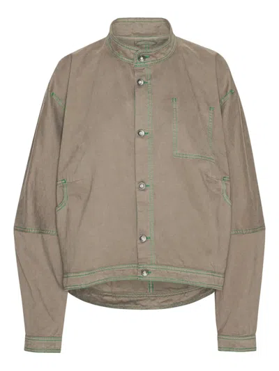Henrik Vibskov Dart Contrast-stitch Denim Jacket In Brown