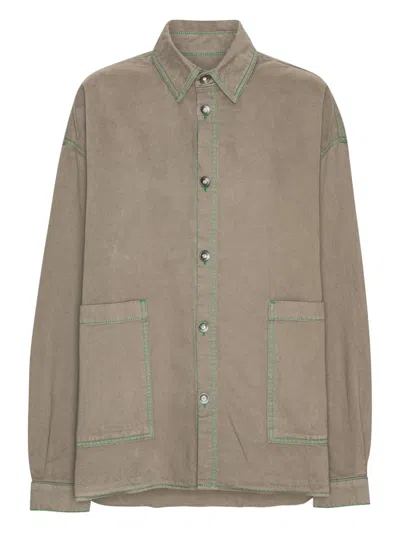 Henrik Vibskov Double-pocket Contrast-stitching Shirt In White