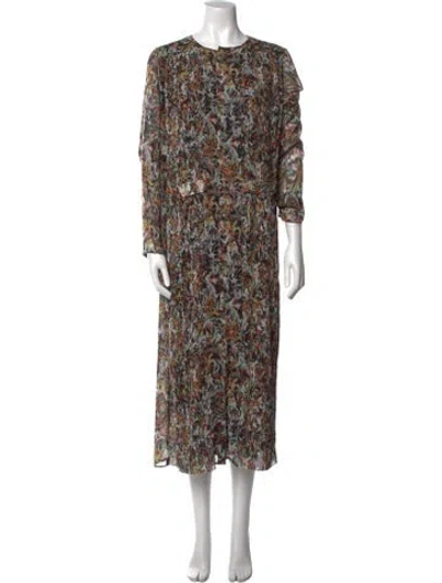 Pre-owned Henrik Vibskov Floral Print Long Dress In Black