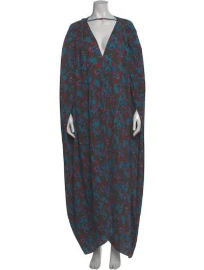 Pre-owned Henrik Vibskov Floral Print Midi Length Dress In Blue