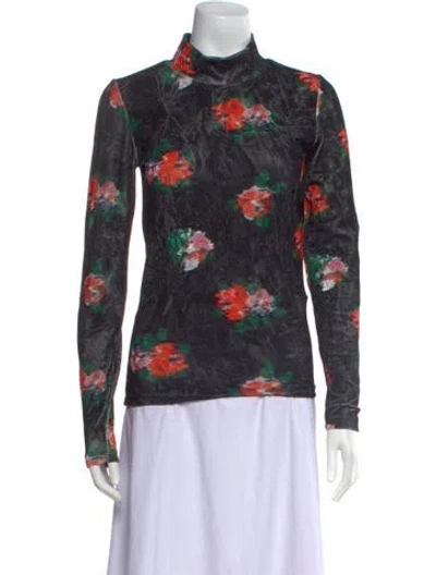 Pre-owned Henrik Vibskov Floral Print Mock Neck Top W/ Tags In Multi