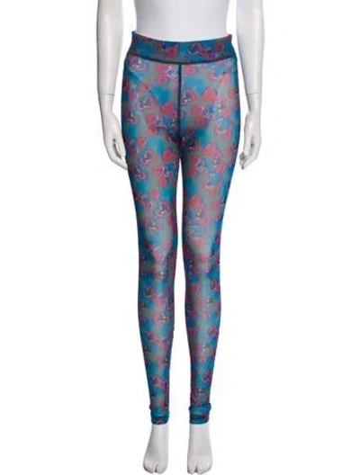 Pre-owned Henrik Vibskov Floral Print Skinny Leg Pants In Blue