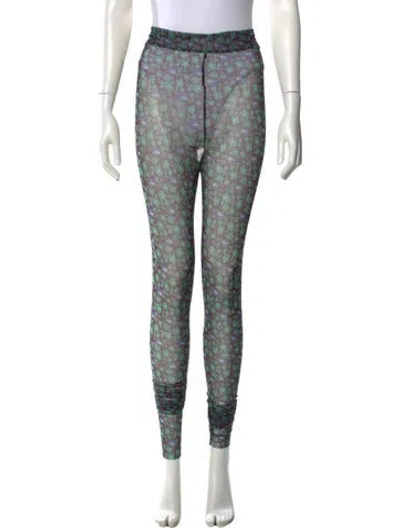 Pre-owned Henrik Vibskov Floral Print Skinny Leg Pants In Burgundy