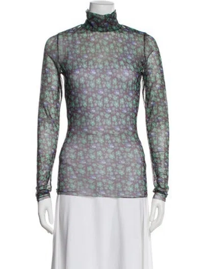 Pre-owned Henrik Vibskov Floral Print Turtleneck Top In Brown