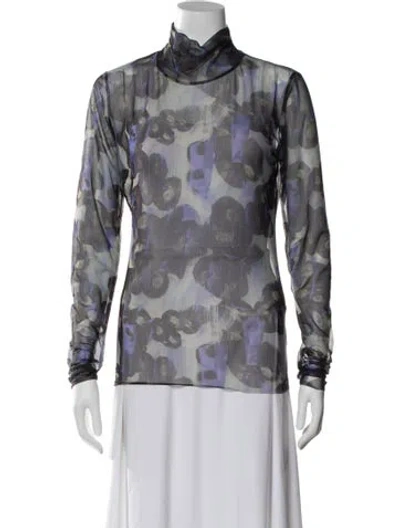 Pre-owned Henrik Vibskov Floral Print Turtleneck Top In Multi