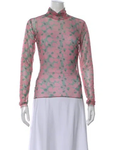 Pre-owned Henrik Vibskov Floral Print Turtleneck Top In Pink