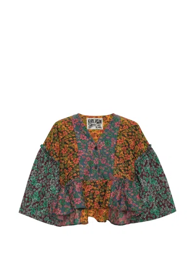 Henrik Vibskov Floral-patchwork Peplum Blouse In Multi
