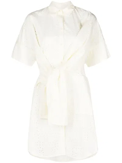 Henrik Vibskov Fold Broderie-anglaise Shirtdress In Neutrals