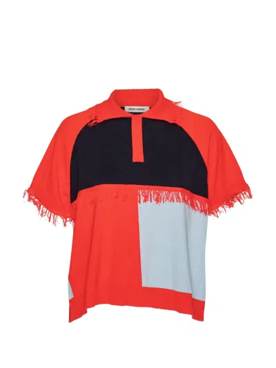 Henrik Vibskov Fringed Colourblock Polo Shirt In Neutral